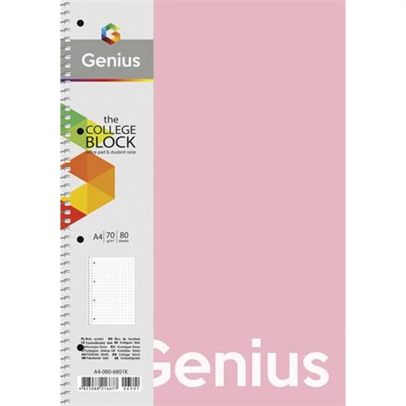 Spirálfüzet, A4, vonalas, 80 lap, PP borító, SHKOLYARYK "Genius Pastel", vegyes