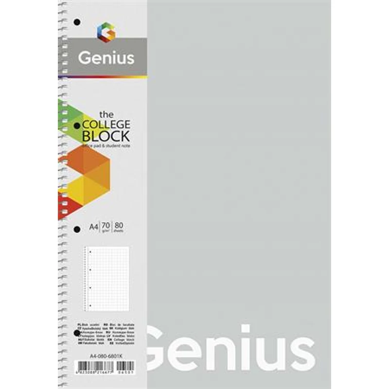 Spirálfüzet, A4, vonalas, 80 lap, PP borító, SHKOLYARYK "Genius Pastel", vegyes