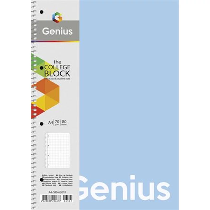 Spirálfüzet, A4, vonalas, 80 lap, PP borító, SHKOLYARYK "Genius Pastel", vegyes