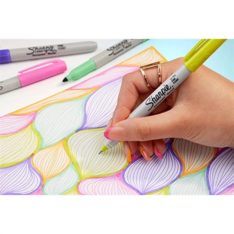 Alkoholos marker, 0,5 mm, kúpos, SHARPIE "Ultra Fine Point", sárga