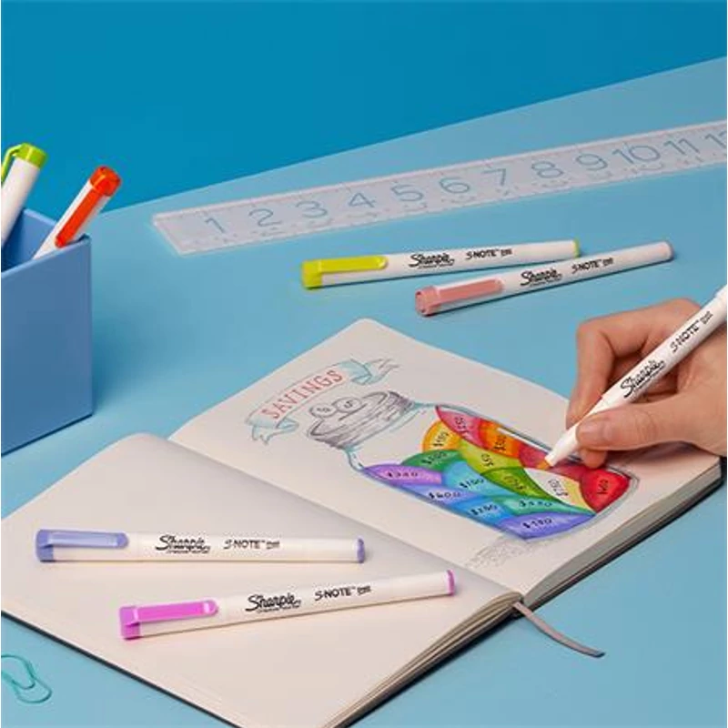 Filctoll készlet, vágott, SHARPIE "S-Note", 4 különböző szín