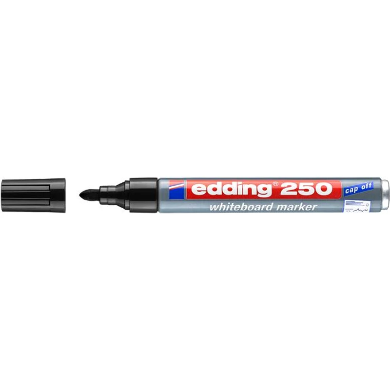 Tábla- és flipchart marker, 1-3 mm, kúpos, EDDING "250", fekete