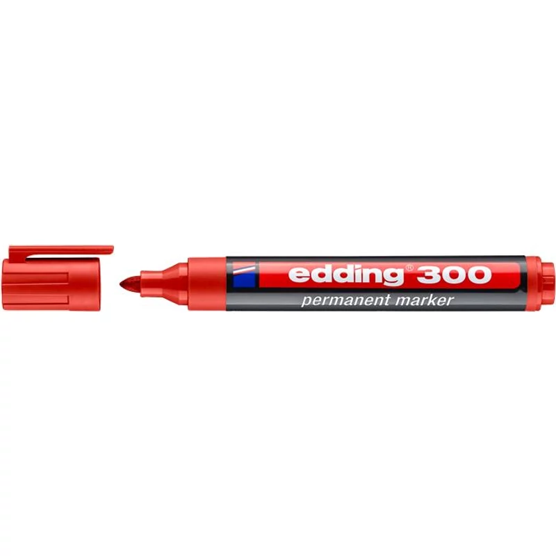 Alkoholos marker, 1,5-3 mm, kúpos, EDDING "300", piros