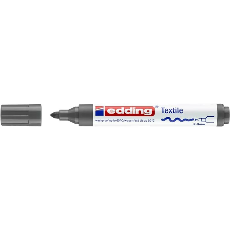 Textilmarker, 2-3 mm, kúpos, EDDING "4500", szürke