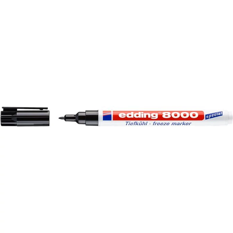 Alkoholos marker, 1 mm, kúpos, EDDING "8000 Freeze", fekete