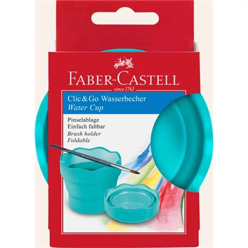Ecsettál, műanyag, FABER-CASTELL "Click&Go", türkiz