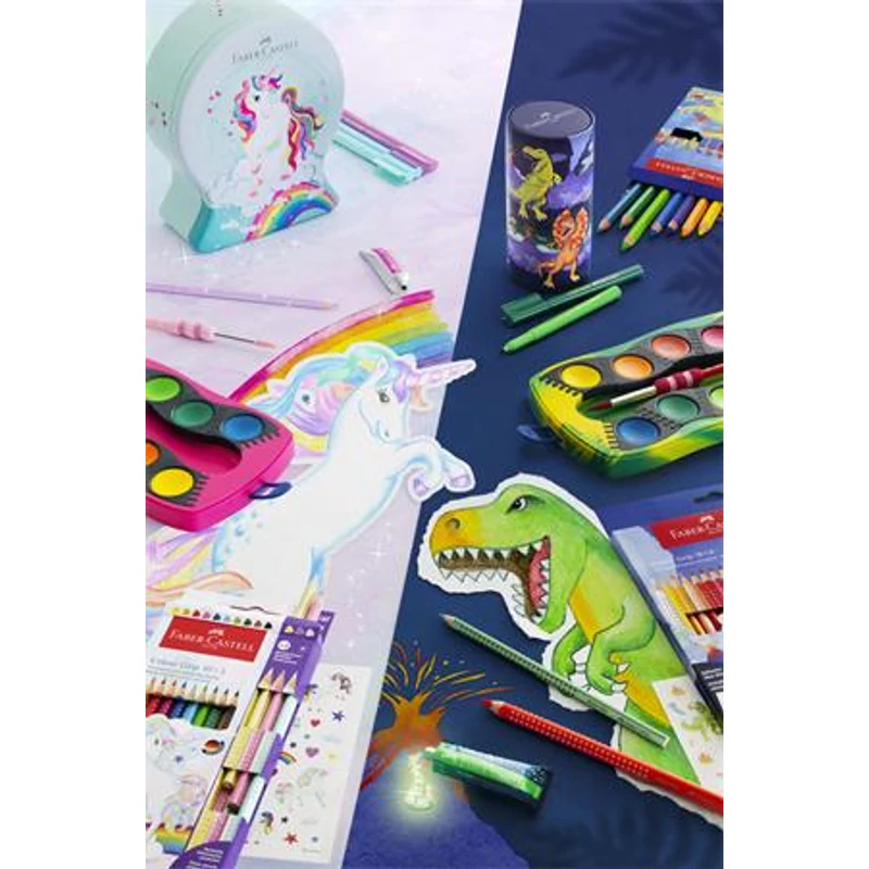 Színes ceruza készlet, háromszögletű, FABER-CASTELL "Grip Dinoszaurusz" 10 + 3 különböző szín