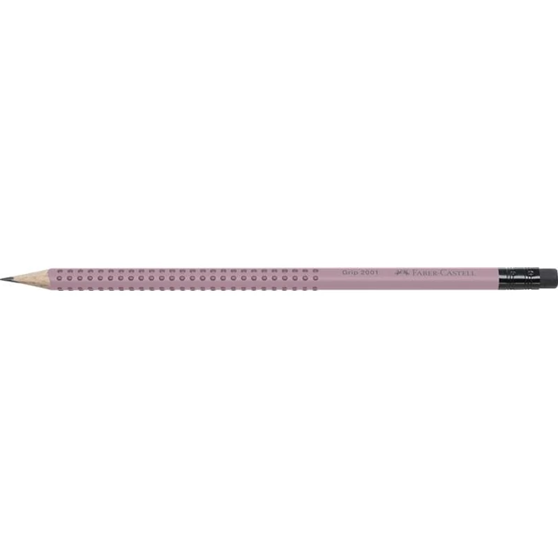 Grafitceruza radírral, B, háromszögletű, FABER-CASTELL "Grip 2001", rózsaszín