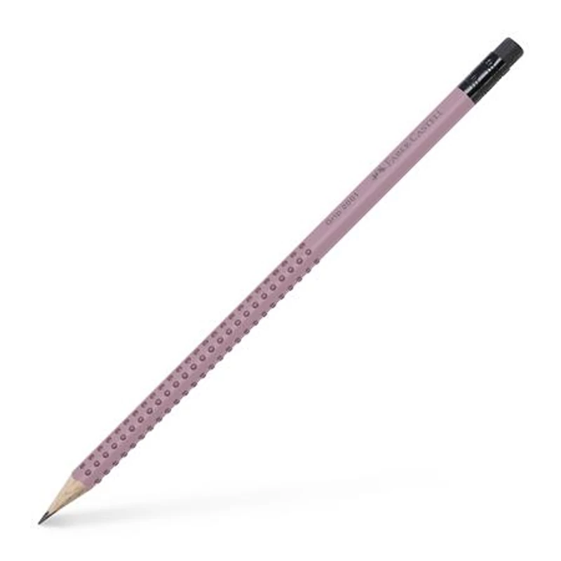 Grafitceruza radírral, B, háromszögletű, FABER-CASTELL "Grip 2001", rózsaszín