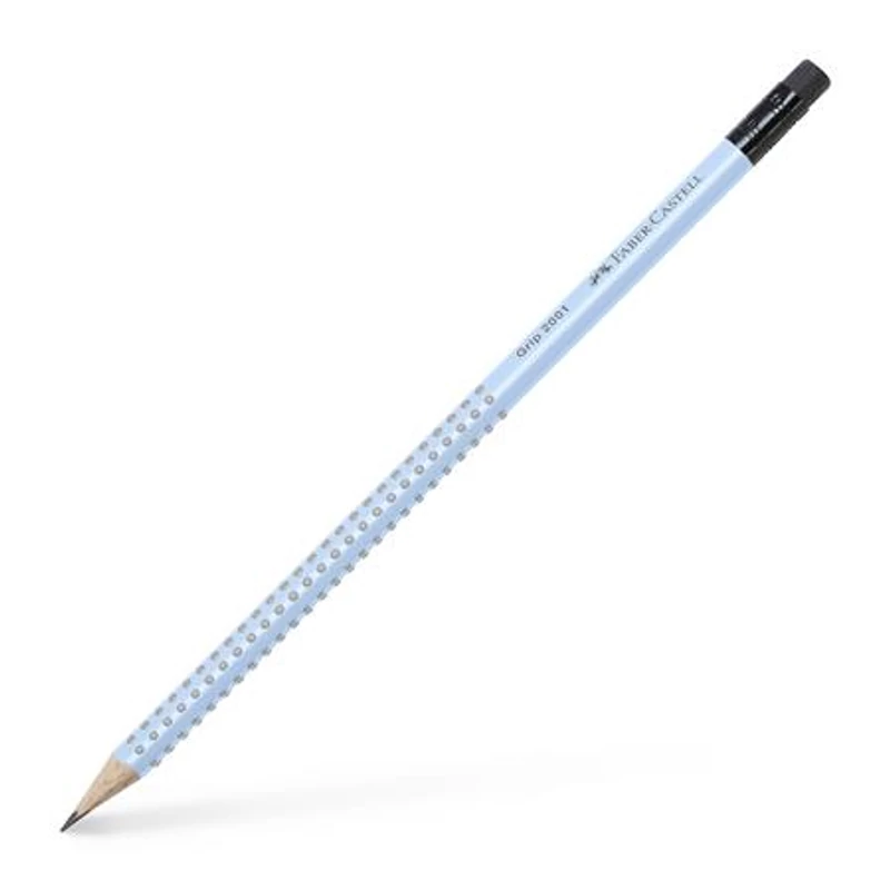 Grafitceruza radírral, B, háromszögletű, FABER-CASTELL "Grip 2001", égkék