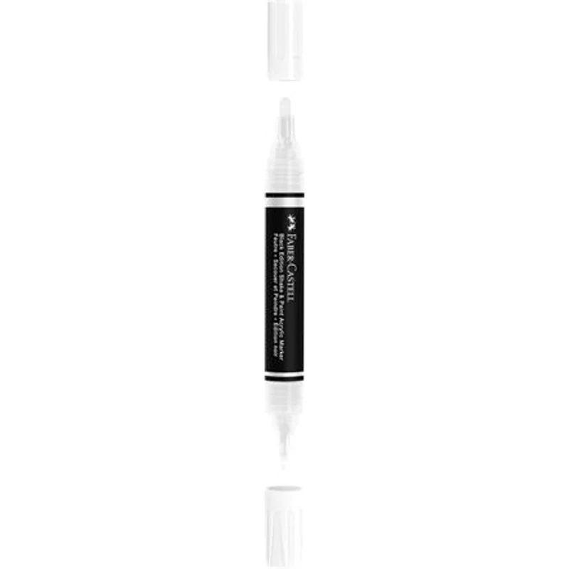 Dekormarker, 1,0 / 3,0 mm, kétvégű, akril, FABER-CASTELL "Shake&Paint", fehér