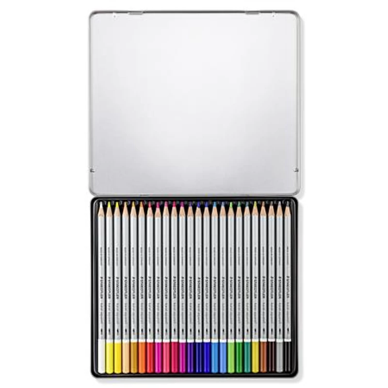 Akvarell ceruza készlet, hatszögletű, fém doboz, STAEDTLER "Karat® aquarell 125", 24 különböző szín,Akvarell ceruza készlet, hatszögletű, fém doboz, STAEDTLER "Karat® aquarell 125", 24 különböző szín