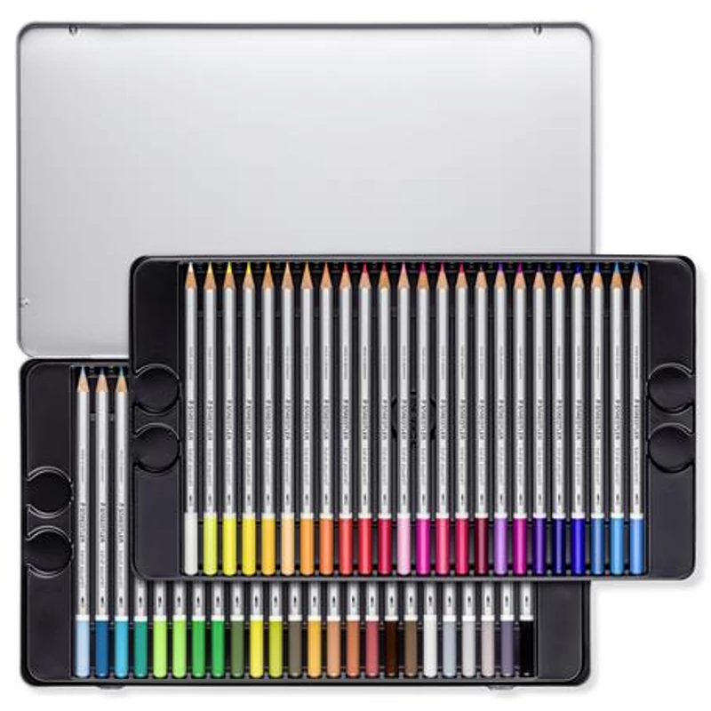 Akvarell ceruza készlet, hatszögletű, fém doboz, STAEDTLER "Karat® aquarell 125", 48 különböző szín,Akvarell ceruza készlet, hatszögletű, fém doboz, STAEDTLER "Karat® aquarell 125", 48 különböző szín