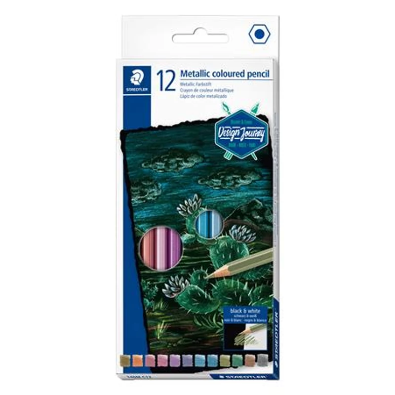 Színes ceruza készlet, hatszögletű, STAEDTLER® "metallic 146M", 12 különböző metál szín