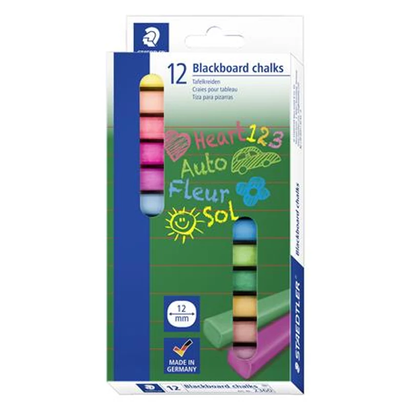 Táblakréta, szögletes, 12 darabos, STAEDTLER® "2360", vegyes színek