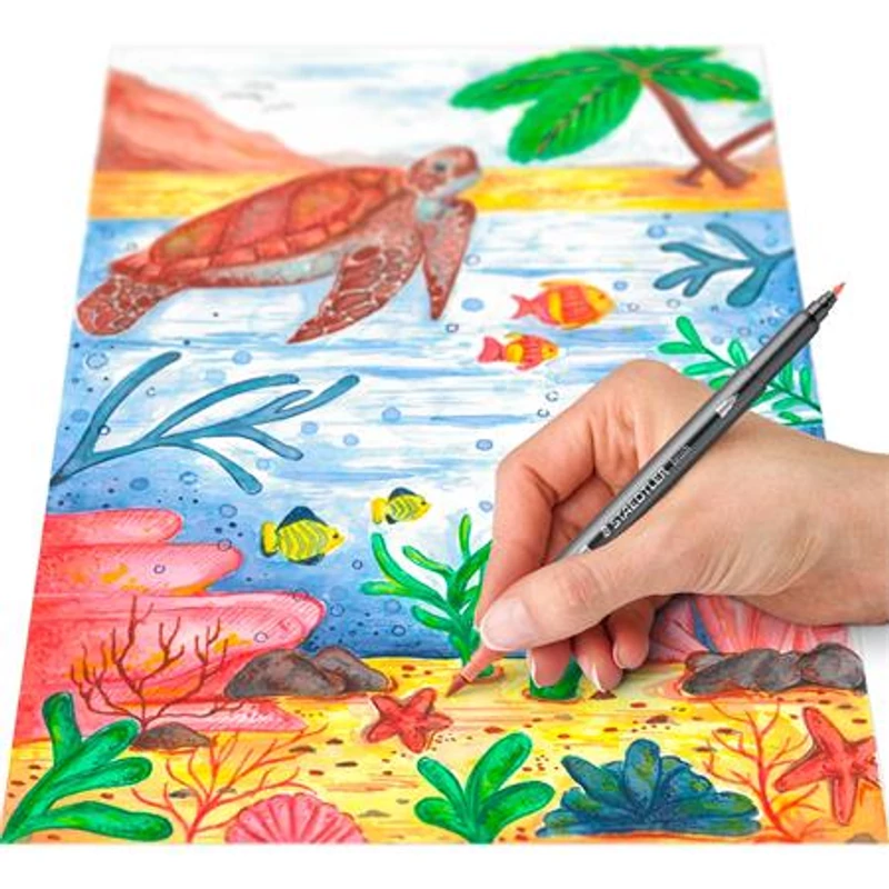 Ecsetirón készlet, 0,5-0,8 / 1,0-6,0 mm, kétvégű, STAEDTLER "3001", 18 szín