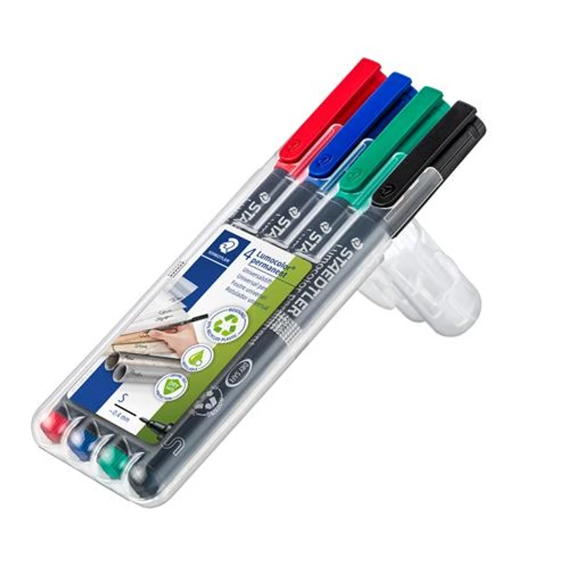 Alkoholos marker készlet, OHP, 0,4 mm, STAEDTLER "Lumocolor® 313 S", 4 különböző szín,Alkoholos marker készlet, OHP, 0,4 mm, STAEDTLER "Lumocolor® 313 S", 4 különböző szín