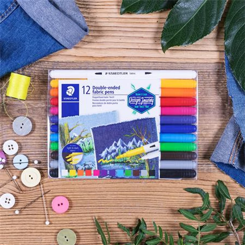 Textilfilc, kétvégű, STAEDTLER® "3190", 12 különböző szín,Textilfilc, kétvégű, STAEDTLER® "3190", 12 különböző szín