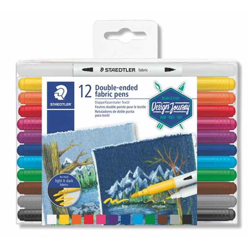 Textilfilc, kétvégű, STAEDTLER® "3190", 12 különböző szín