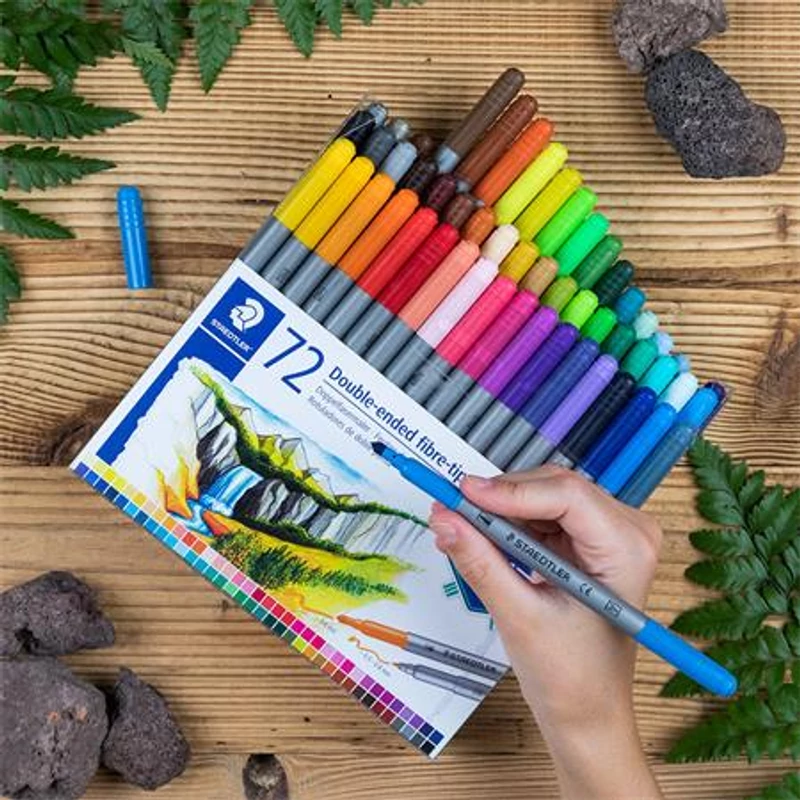 Filctoll készlet, 0,8 / 3,0 mm, kétvégű, STAEDTLER® "3200", 72 különböző szín