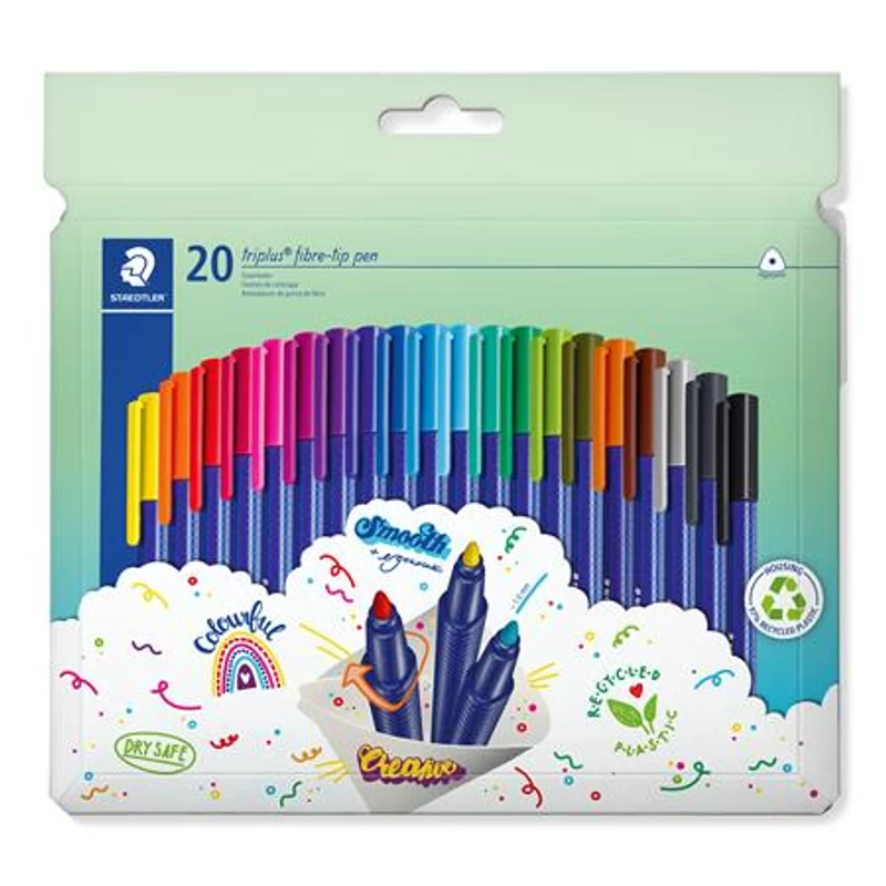 Filctoll készlet, 1 mm, STAEDTLER "Triplus 323", 20 különböző szín