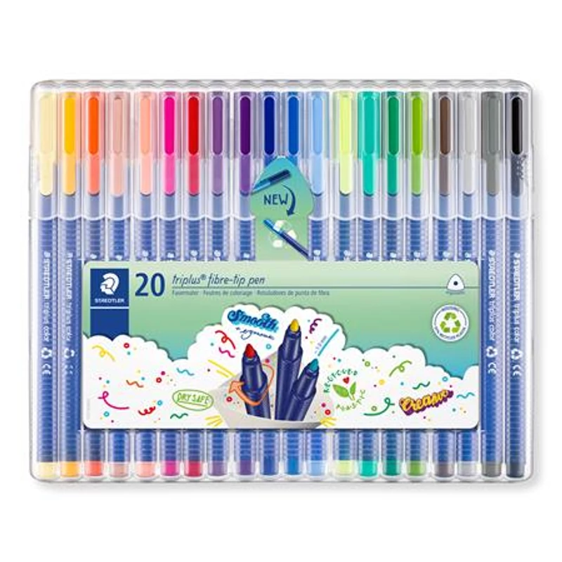 Filctoll készlet, 1 mm, STAEDTLER "Triplus 323", 20 különböző szín