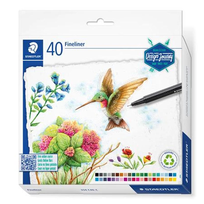 Tűfilc készlet, 0,3 mm, STAEDTLER "triplus® fineliner 334", 40 különböző szín