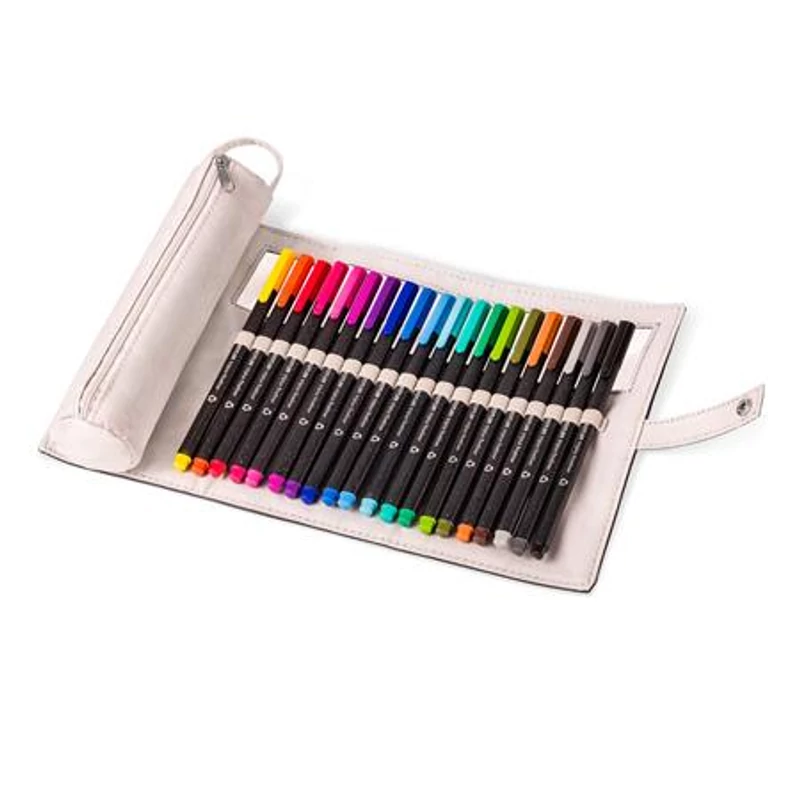 Tűfilc készlet feltekerhető tolltartóban vegyes színekben, 0,3 mm, STAEDTLER "Triplus® 334", 20 különböző szín