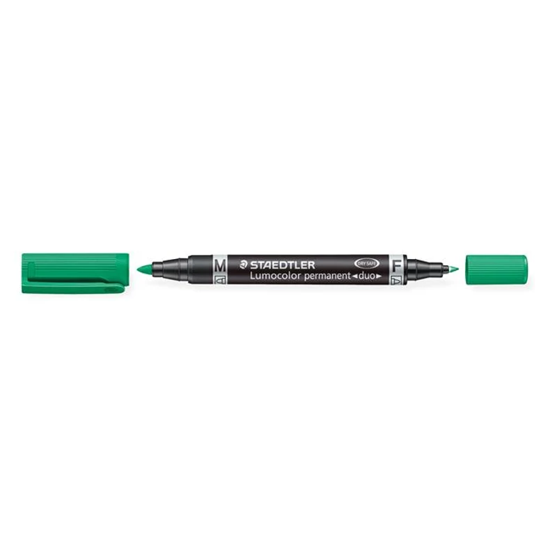 Alkoholos marker, 0,6 / 1,5 mm, kúpos, kétvégű, STAEDTLER "Lumocolor® duo 348", zöld