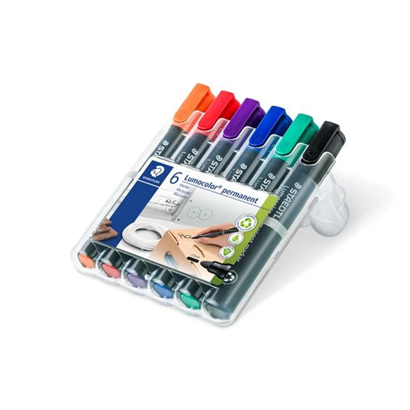 Alkoholos marker készlet, 2 mm, kúpos, STAEDTLER "Lumocolor® 352", 6 különböző szín,Alkoholos marker készlet, 2 mm, kúpos, STAEDTLER "Lumocolor® 352", 6 különböző szín,Alkoholos marker készlet, 2 mm, kúpos, STAEDTLER "Lumocolor® 352", 6 különböző szín