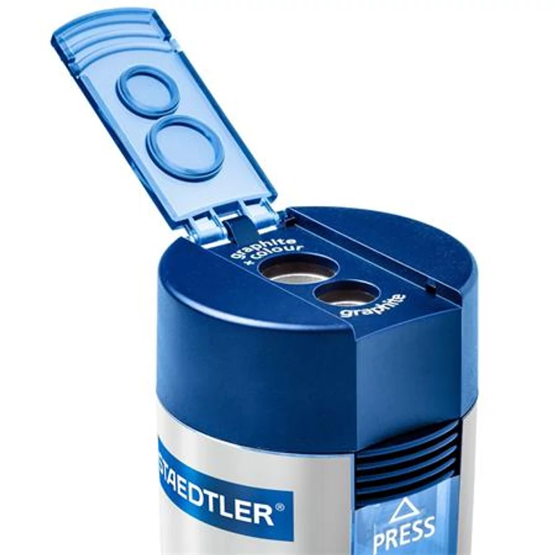 Hegyező, kétlyukú, tartályos, STAEDTLER "512", kék,Hegyező, kétlyukú, tartályos, STAEDTLER "512", kék,Hegyező, kétlyukú, tartályos, STAEDTLER "512", kék