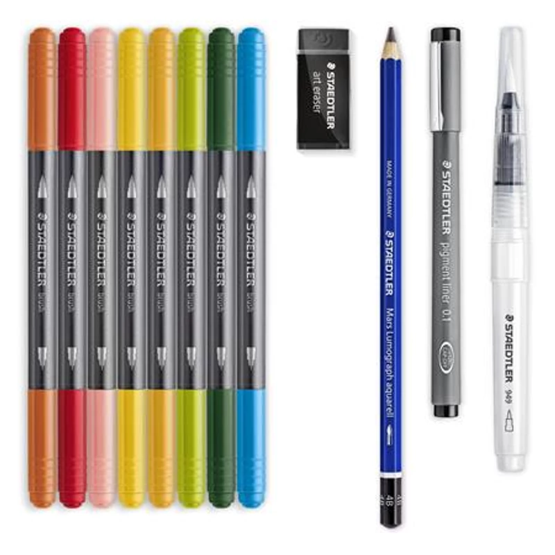 Ecsetirón készlet, kétvégű, STAEDTLER "Mixed Set 5", 8 különböző szín,Ecsetirón készlet, kétvégű, STAEDTLER "Mixed Set 5", 8 különböző szín,Ecsetirón készlet, kétvégű, STAEDTLER "Mixed Set 5", 8 különböző szín