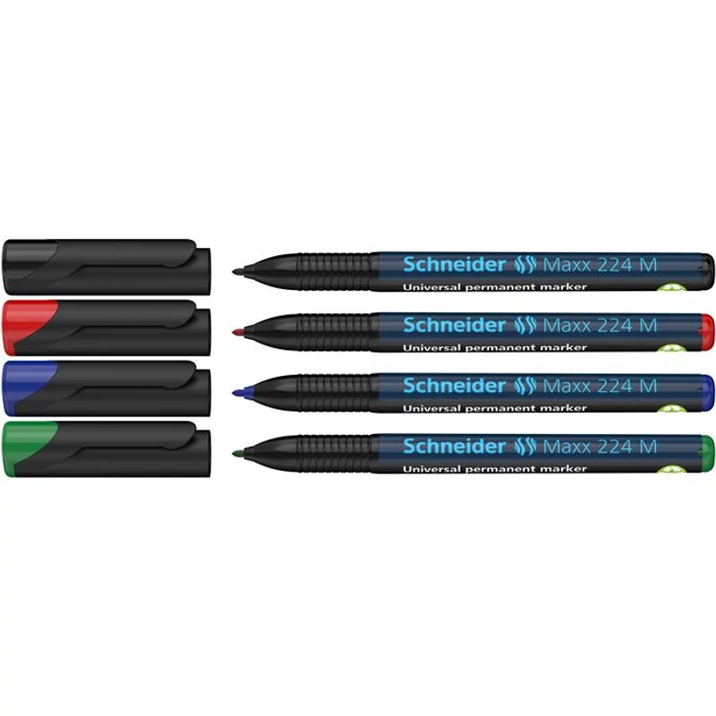 Alkoholos marker készlet, OHP, 1 mm, SCHNEIDER "Maxx 224 M", 4 különböző szín