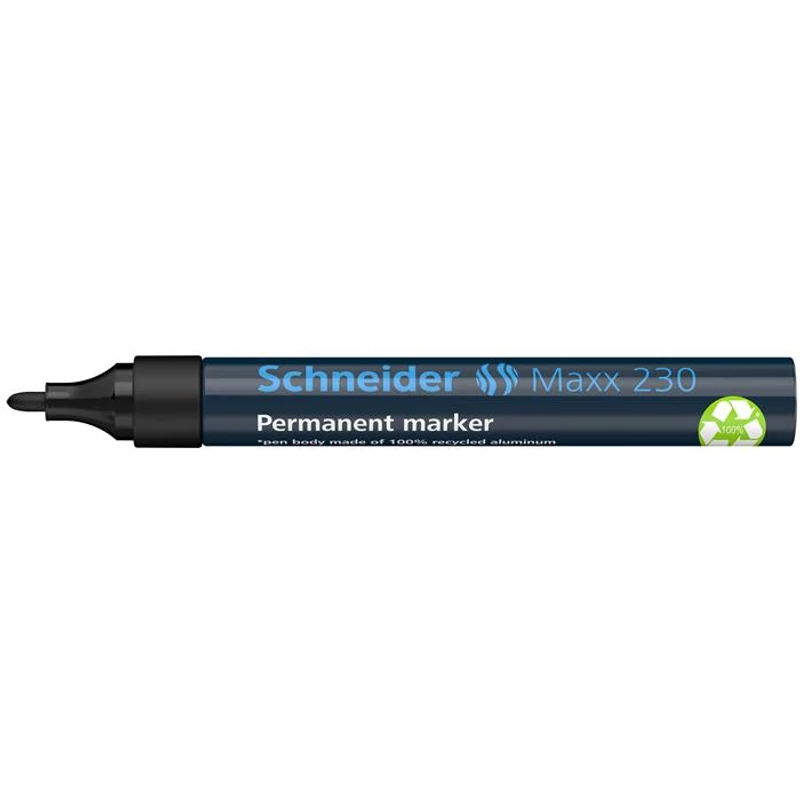 Alkoholos marker, 1-3 mm, fémházas, SCHNEIDER "Maxx 230", fekete