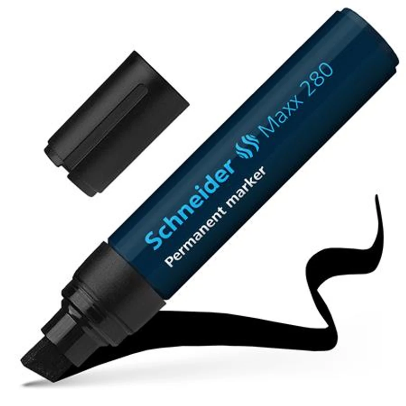 Alkoholos marker, 4-12 mm, vágott, SCHNEIDER "Maxx 280", fekete