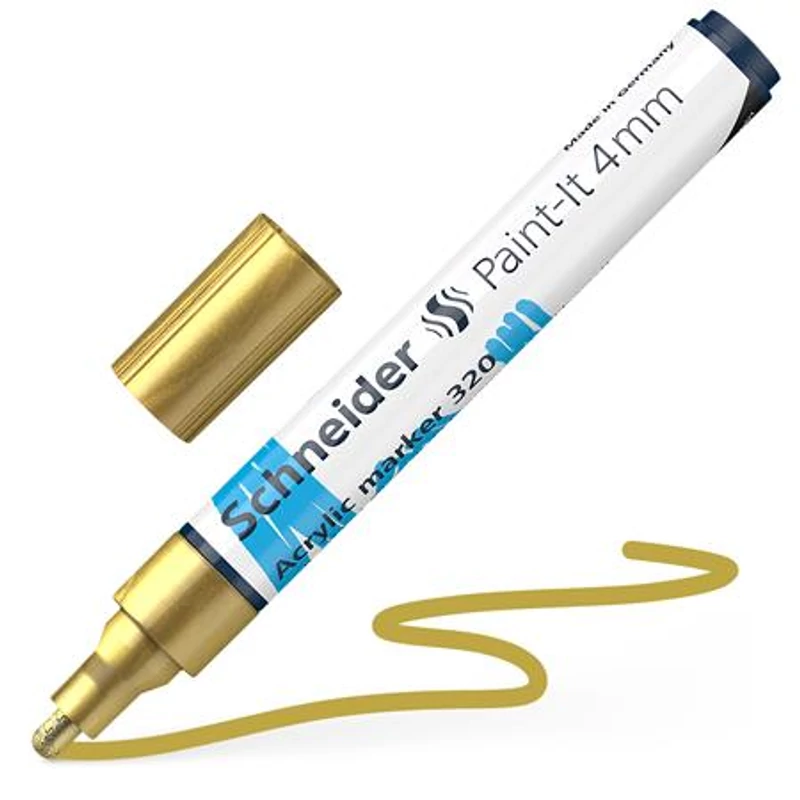 Dekormarker, akril, 4 mm, SCHNEIDER "Paint-It 320", arany
