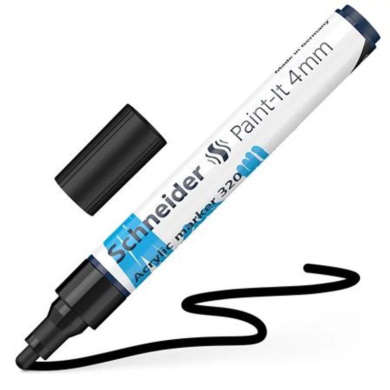 Dekormarker, akril, 4 mm, SCHNEIDER "Paint-It 320", fekete