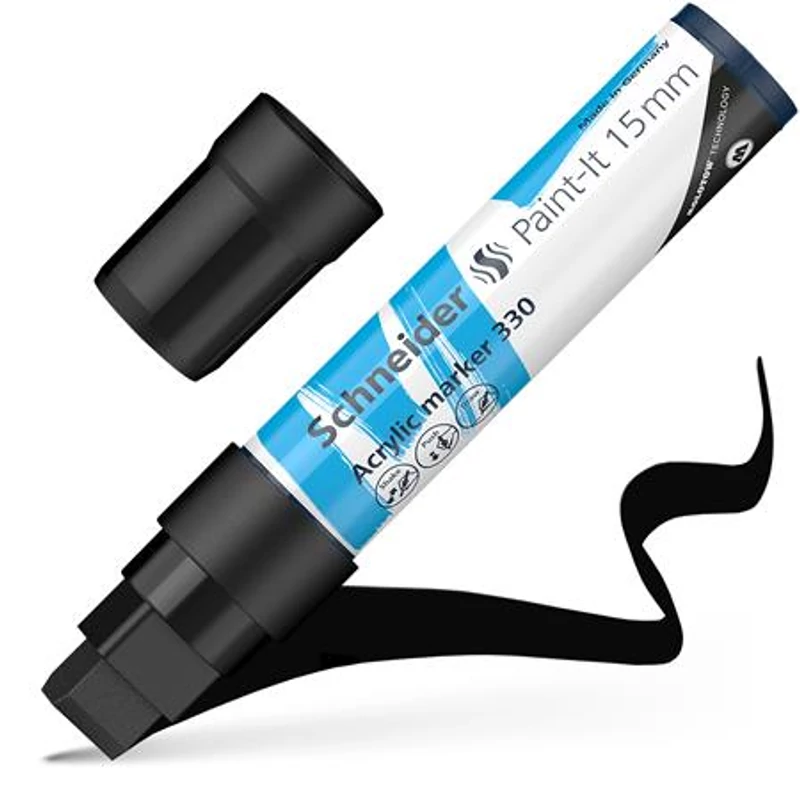 Dekormarker, akril, 15 mm, SCHNEIDER "Paint-It 330", fekete
