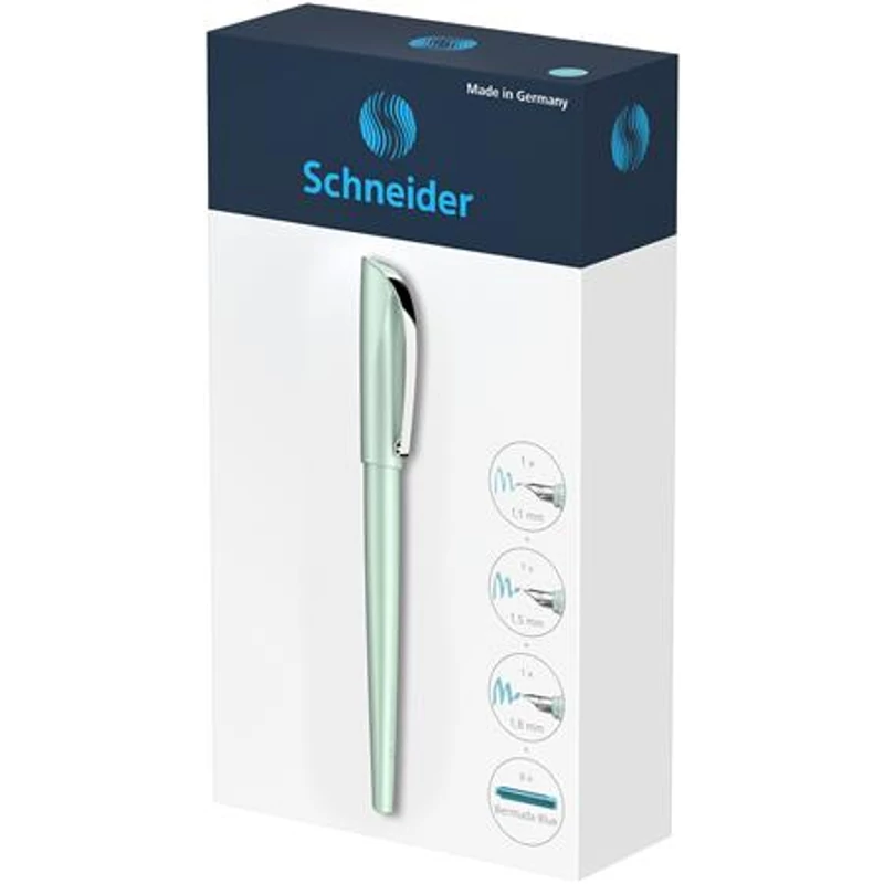 Töltőtoll ajándékszett, 1,1 mm, ajándék 1,5 és 1,8 mm-es tollheggyel, SCHNEIDER "Callissima", mentazöld,Töltőtoll ajándékszett, 1,1 mm, ajándék 1,5 és 1,8 mm-es tollheggyel, SCHNEIDER "Callissima", mentazöld