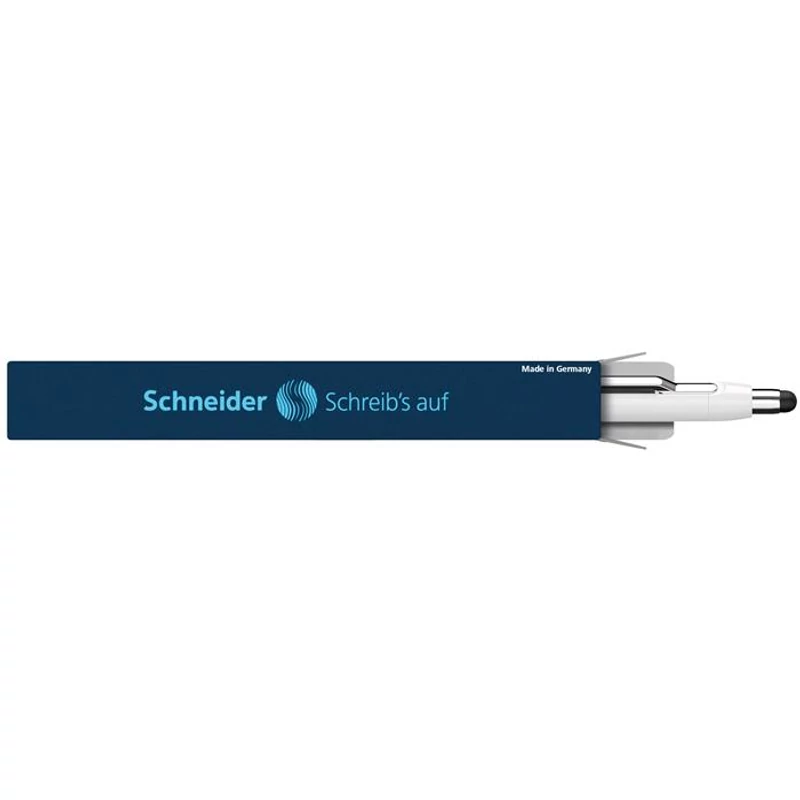 Golyóstoll, 0,7 mm, nyomógombos, érintőképernyőhöz, fehér-ezüst tolltest, SCHNEIDER "Epsilon Touch XB", kék