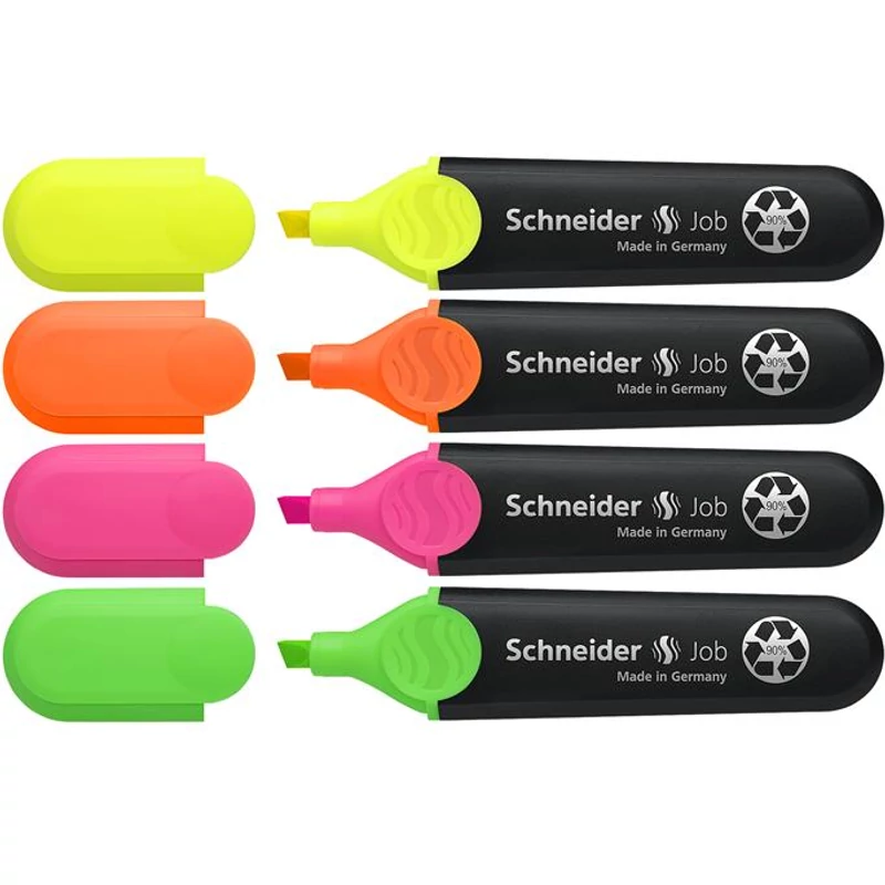 Szövegkiemelő készlet, 1-5 mm, SCHNEIDER "Job 150", 4 különböző szín
