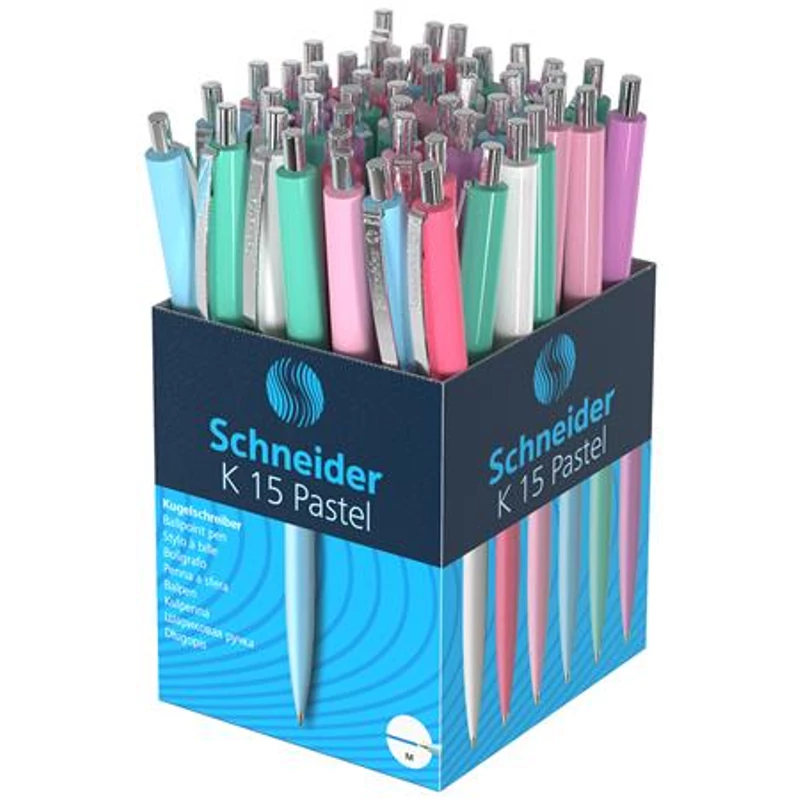 Golyóstoll, 0,5 mm, nyomógombos, vegyes pasztell tolltest, SCHNEIDER "K15", kék,Golyóstoll, 0,5 mm, nyomógombos, vegyes pasztell tolltest, SCHNEIDER "K15", kék,Golyóstoll, 0,5 mm, nyomógombos, vegyes pasztell tolltest, SCHNEIDER "K15", kék