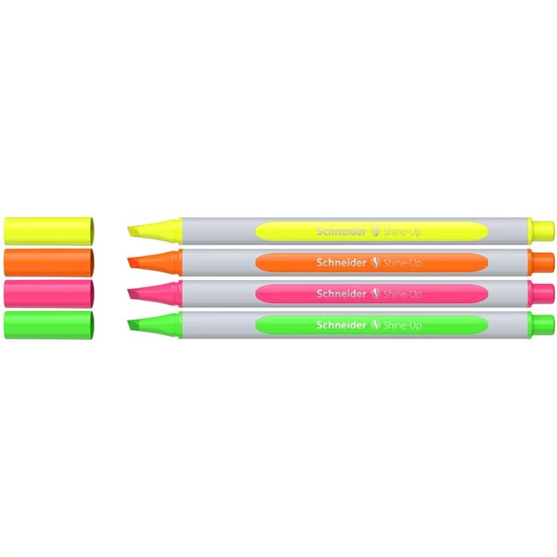 Szövegkiemelő toll készlet, 1-4 mm, SCHNEIDER "Shine-Up", 4 különböző szín