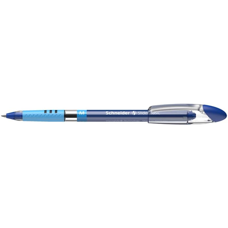 Golyóstoll, 0,5 mm, kupakos, SCHNEIDER "Slider Basic M", kék