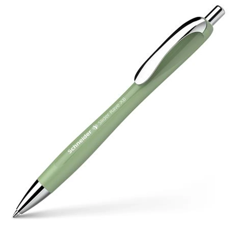 Golyóstoll, 0,7 mm, nyomógombos, SCHNEIDER "Slider Rave XB", organikus zöld