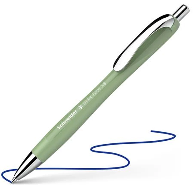 Golyóstoll, 0,7 mm, nyomógombos, SCHNEIDER "Slider Rave XB", organikus zöld