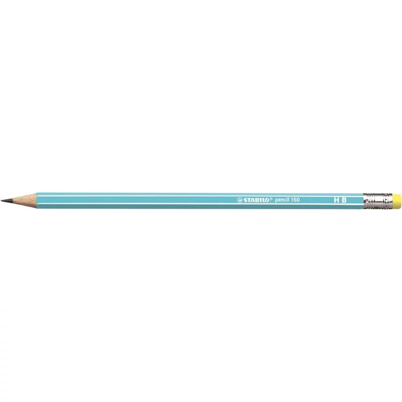 Grafitceruza radírral, HB, hatszögletű, STABILO "Pencil 160", kék