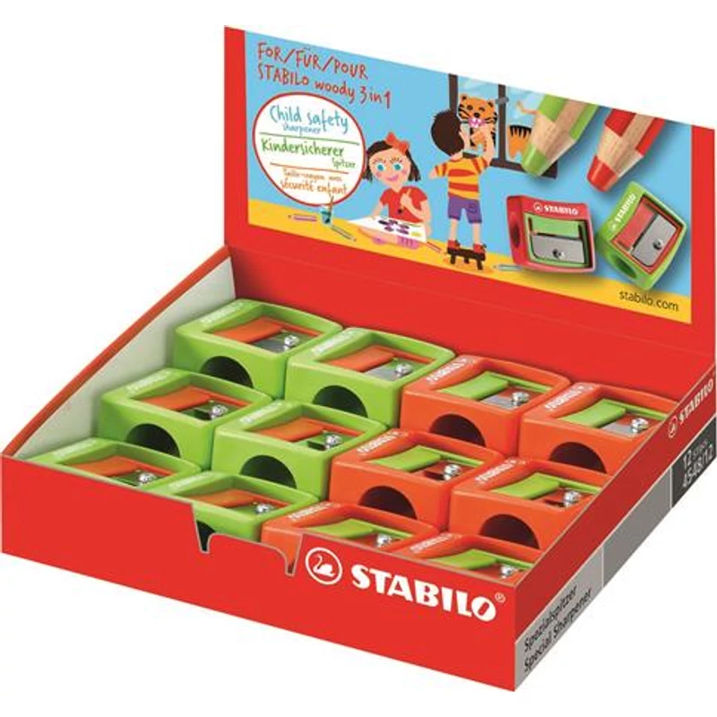 Hegyező, egylyukú, STABILO "Woody 3 in 1", vegyes színek