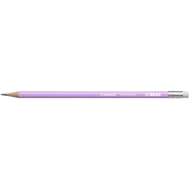 Grafitceruza radírral, HB, hatszögletű, STABILO "Swano Pastel", lila
