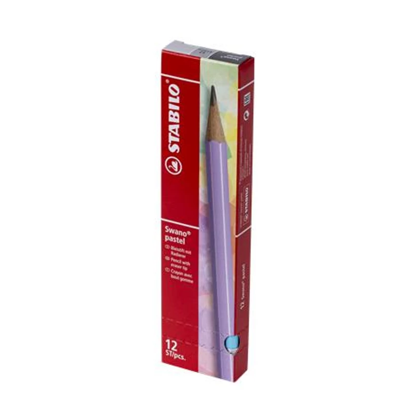 Grafitceruza radírral, HB, hatszögletű, STABILO "Swano Pastel", kék